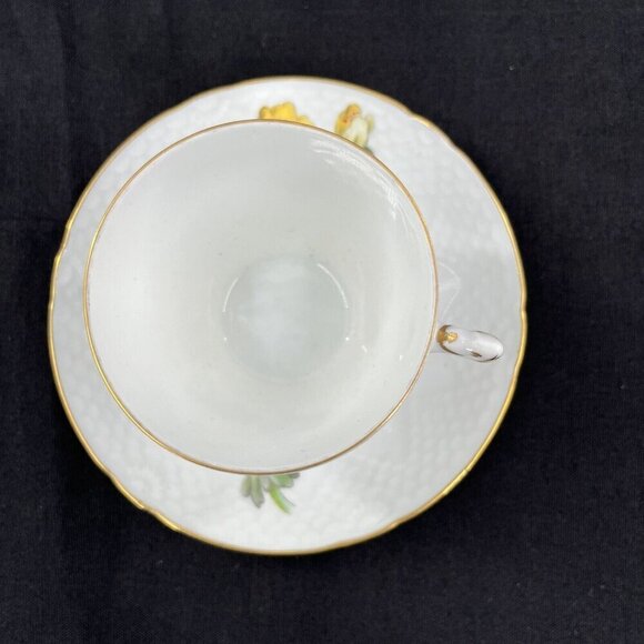 Bing & Grondahl B&G Kjobenhavn Denmark Porcelain Cups Saucers Yellow Set of 2 - Picture 2 of 10